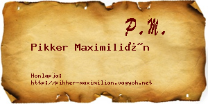 Pikker Maximilián névjegykártya